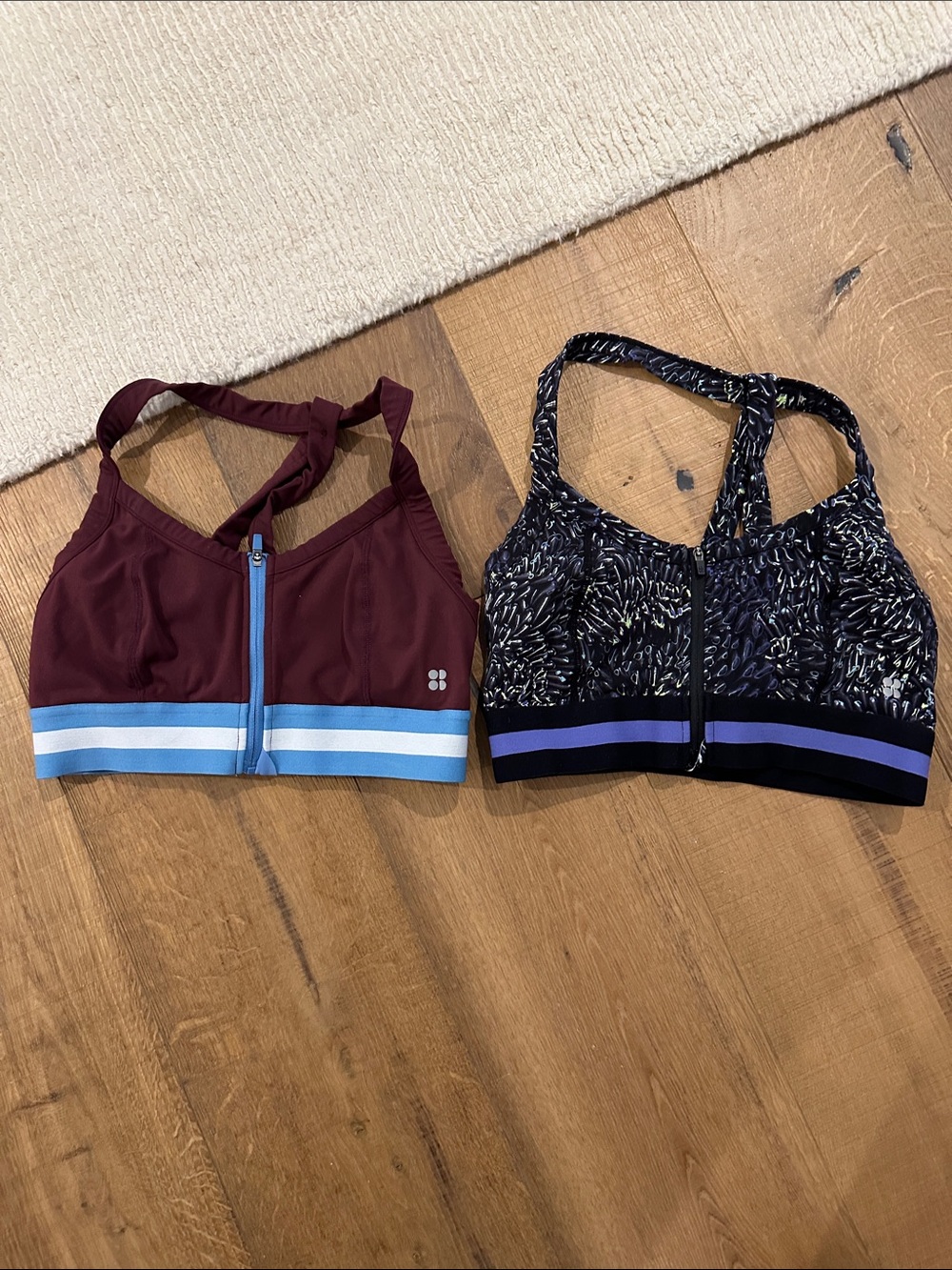 2 Sweaty Betty Zip Front Sports Bras Size 34 B/C